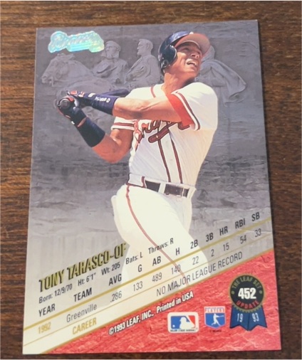 1993 Leaf #452 Tony Tarasco — front