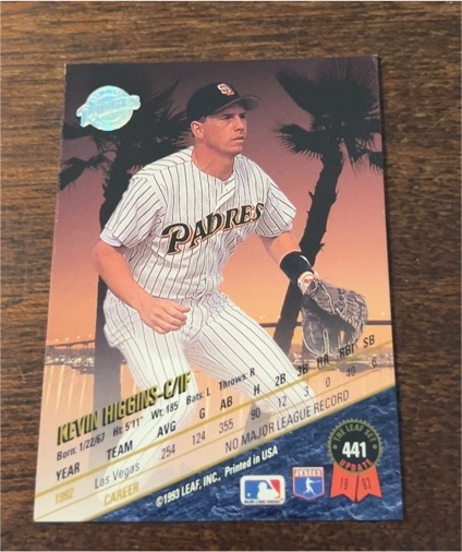 1993 Leaf #441 Kevin Higgins — front