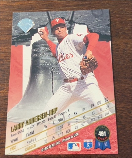 1993 Leaf #491 Larry Andersen — front