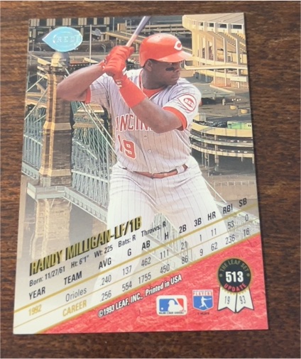 1993 Leaf #513 Randy Milligan — front
