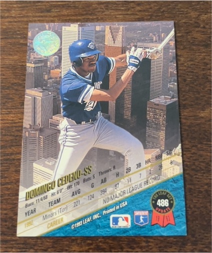 1993 Leaf #486 Domingo Cedeno — front