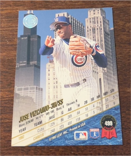 1993 Leaf #499 Jose Vizcaino — front