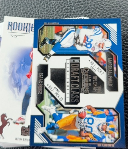 2024 Panini Contenders Historic Draft Class Contenders Marshall Faulk, Isaac Bruce — front