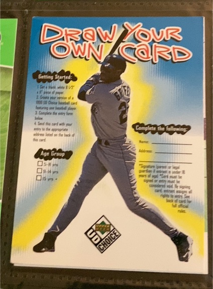 1999 Upper Deck Choice #DY Ken Griffey Jr. Draw Your Own Card — front