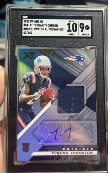 2022 Panini XR #RSA-TT Tyquan Thornton Rookie Swatch Autographed — front