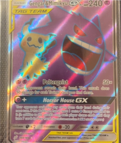 2019 Pokémon Sun & Moon Team Up #164 Gengar & Mimikyu GX — front