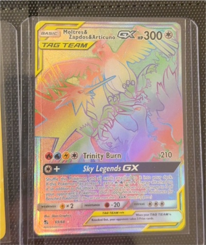 2019 Pokémon Hidden Fates #69/68 Moltres & Zapdos & Articuno GX — front