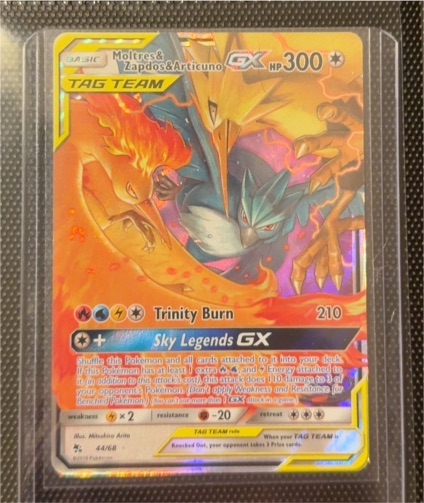 2019 Pokémon Hidden Fates #44 Moltres & Zapdos & Articuno GX — front