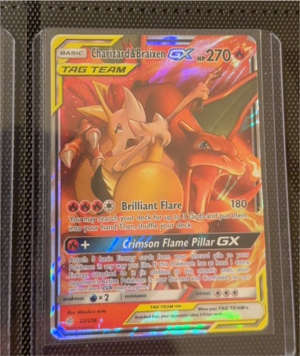 2019 Pokémon Sun & Moon Cosmic Eclipse #22 Charizard & Braixen GX — front