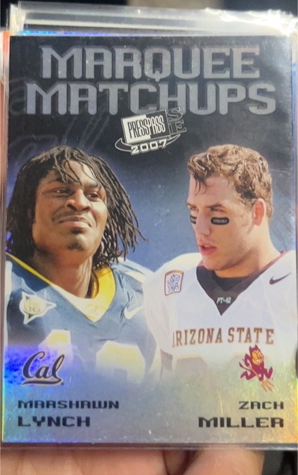 2007 Press Pass SE Marquee Matchups #MM-6 Marshawn Lynch / Zach Miller — front