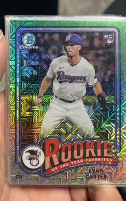 2024 Bowman Chrome #ROY-12 Evan Carter Rookie of the Year Favorites Mojo Refractor — front