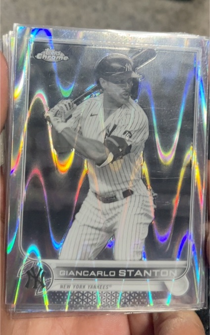 2022 Topps Chrome #53 Giancarlo Stanton Black & White RayWave Refractor — front