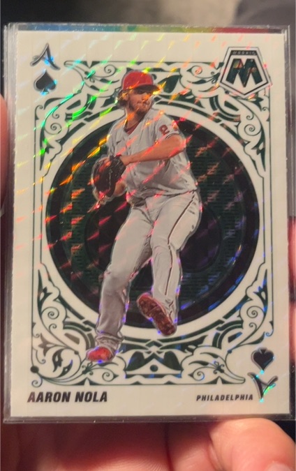 2022 Panini Mosaic Aces #A-9 Aaron Nola Green Prizm — front