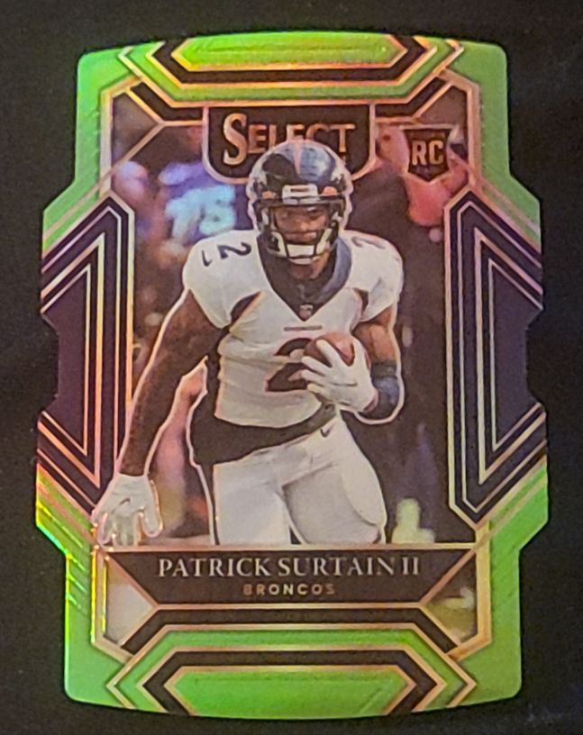 2021 Panini Select Club Level Green Yellow Prizm Die-Cut Patrick Surtain II RC — front
