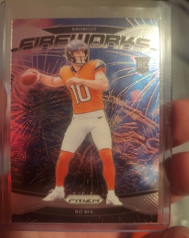 2024 Panini Prizm #23 Bo Nix Fireworks Silver Prizm — front
