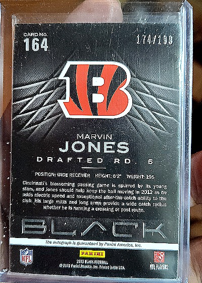 2012 Panini Black #164 Marvin Jones Rookie Auto — back