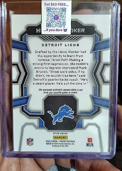 2023 Panini Prizm Rookie Gear #RG-HH Hendon Hooker — back