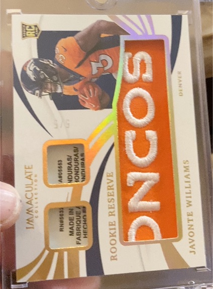 2019 Panini Immaculate Rookie Reserve #RAV0653 Javonte Williams — front