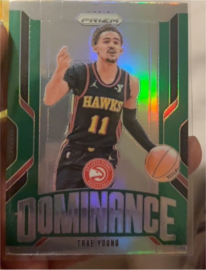 2024-25 Panini Prizm #20 Trae Young Dominance Green Prizm — front