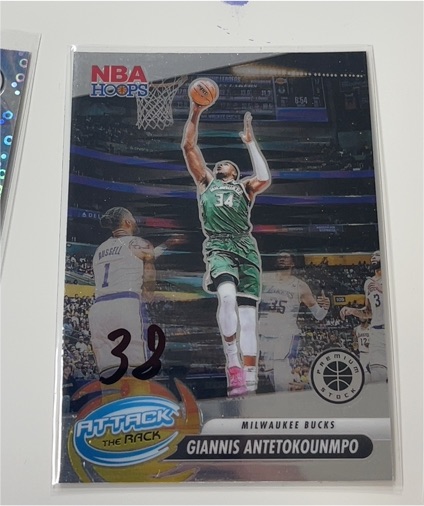 2023-24 Panini NBA Hoops Premium Stock #2 Giannis Antetokounmpo Attack The Rack — front