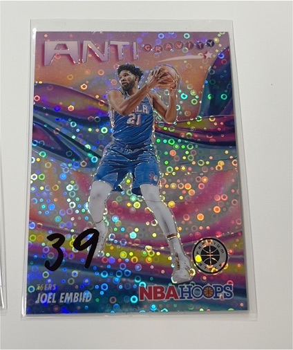 2023-24 Panini NBA Hoops Premium Stock #7 Joel Embiid Anti Gravity — front