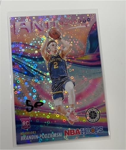 2023-24 Panini NBA Hoops Premium Stock #13 Brandin Podziemski Anti Gravity Disco — front