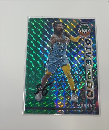 2022-23 Panini Mosaic #GAG-12 Ja Morant Give and Go Green Prizm — front