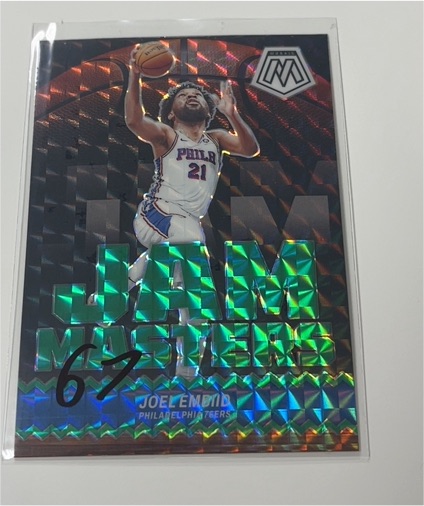 2023-24 Panini Mosaic #20 Joel Embiid Jam Masters Green Mosaic Prizm — front
