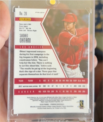 2018 Panini #20 Shohei Ohtani — front