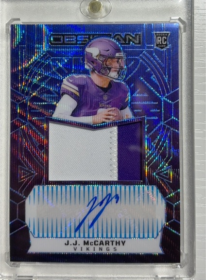 2024 Panini Obsidian #RJJ-JJM J.J. McCarthy Rookie Patch Auto — front