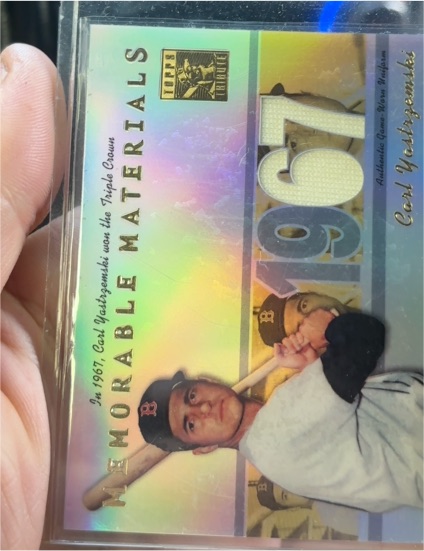 2002 Topps Tribute Memorable Materials #Carl Yastrzemski — front