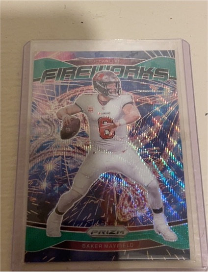 2024 Panini Prizm #6 Baker Mayfield Fireworks Green Prizm — front