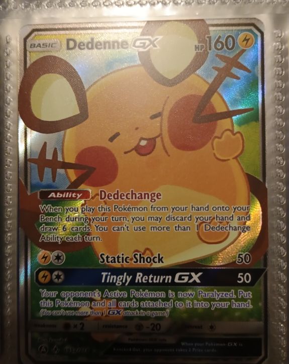 2020 Pokémon Unbroken Bonds #195a/214 Dedenne GX — front