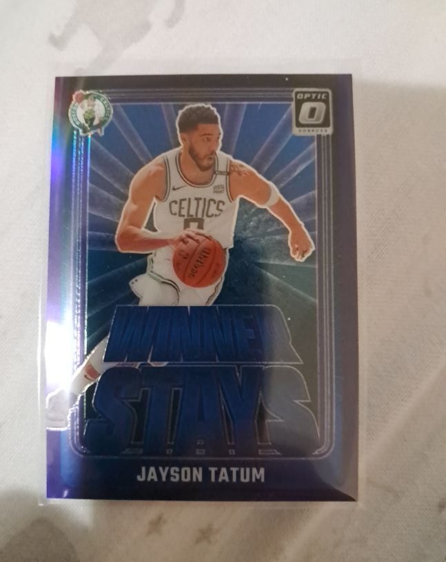 2024-25 Panini Donruss Optic #2 Jayson Tatum Winner Stays Purple Holo Prizm — front