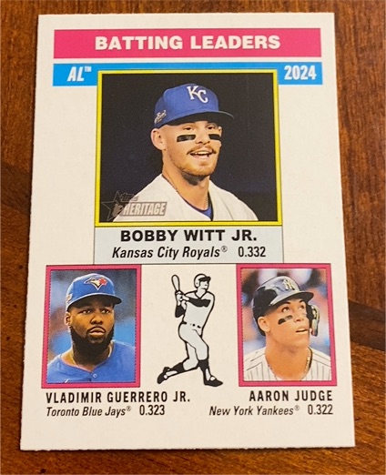 2025 Topps Heritage #192 Bobby Witt Jr. AL Batting Leaders — front