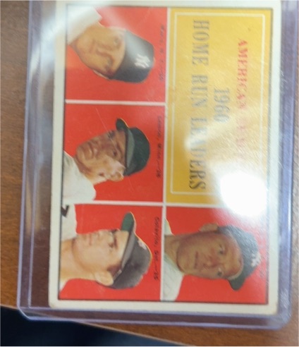 1961 Topps #44 AL Home Run Leaders Mickey Mantle Roger Maris Rocky Colavito Ted Lepcio — front