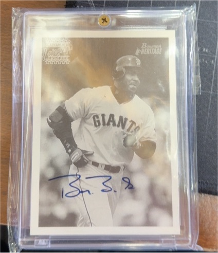 2001 Bowman Heritage Autograph #BHA-BB Barry Bonds — front