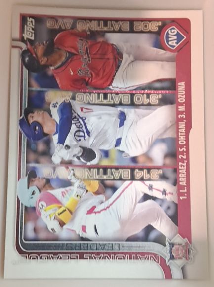 2025 Topps #347 NL Leaders AVG Luis Arraez / Shohei Ohtani / Marcell Ozuna — front