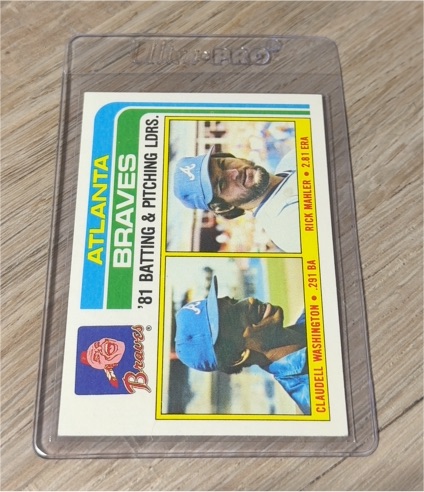 1982 Topps #126 Braves Leaders Claudell Washington & Rick Mahler — front