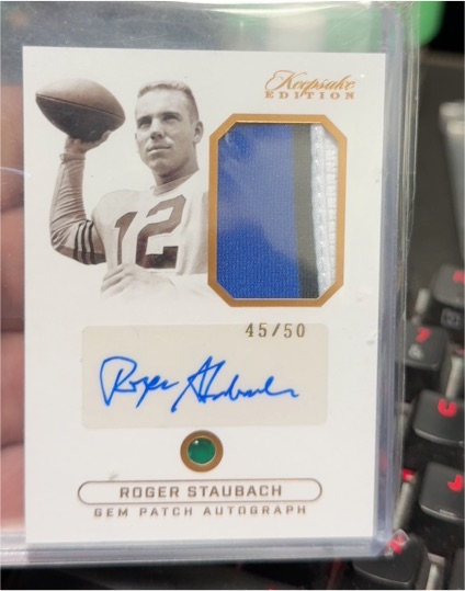 2022 Keepsake Edition Roger Staubach Gem Patch Autograph #45/50 — front