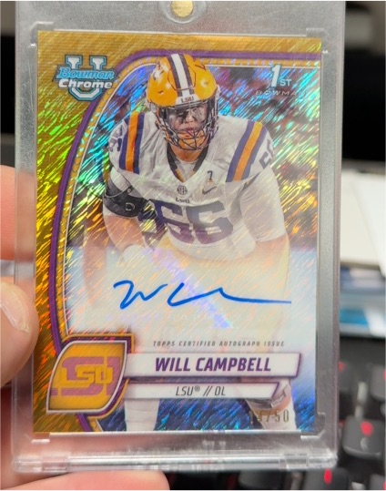 2024 Bowman Chrome University #1st Bowman Will Campbell — front