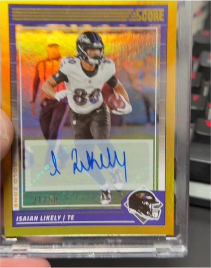 2024 Panini Score Gold Zone Signatures #21 Isaiah Likely — front