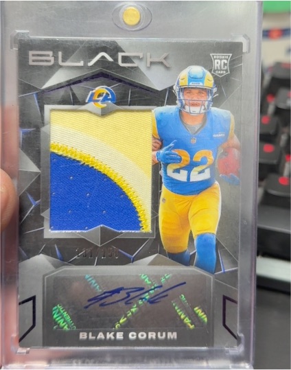 2024 Panini Black #219 Blake Corum Rookie Patch Autograph — front