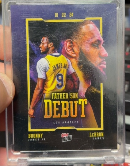 2024-25 Topps Now #1 LeBron James & Bronny James Father Son Debut — front