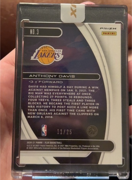 2020-21 Panini Flux Titan Purple Prizm /25 Anthony Davis #3 — front