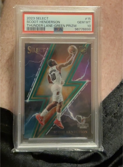 2023 Panini Select #15 Scoot Henderson Thunder Lane Green Prizm — front