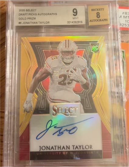 2020 Panini Select Draft Picks Autographs Gold Prizm #6 Jonathan Taylor — front