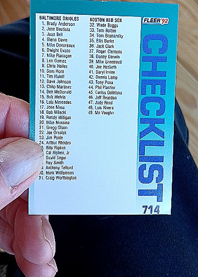 1992 Fleer #714 Checklist — front