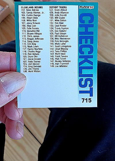 1992 Fleer #715 Checklist — front