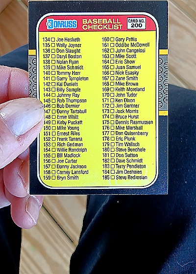 1987 Donruss #200 Checklist — front